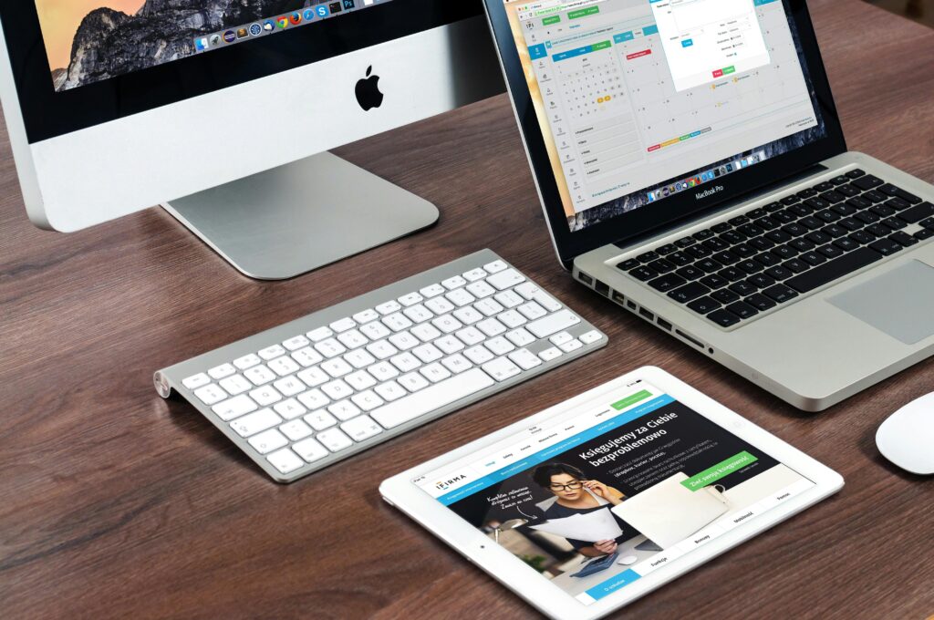 Unveiling the Best Digital Marketing Services in bangalore: Strategies for Growth and Engagement in 2025 A sleek office desk setup featuring Apple devices: iMac, MacBook, and iPad.